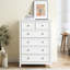 Commode 6 tiroirs blanche - Armoire de rangement blanche et spacieuse pour le salon, mécanisme de basculement