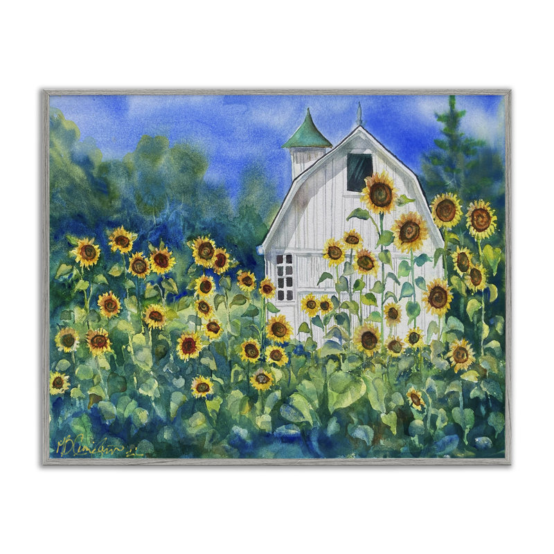 Hautes tournesols campagnards, estampe numérique par MB Cunningham, H 11 po x l 14 po x P 1,5 po, Estampe numérique Farmhouse