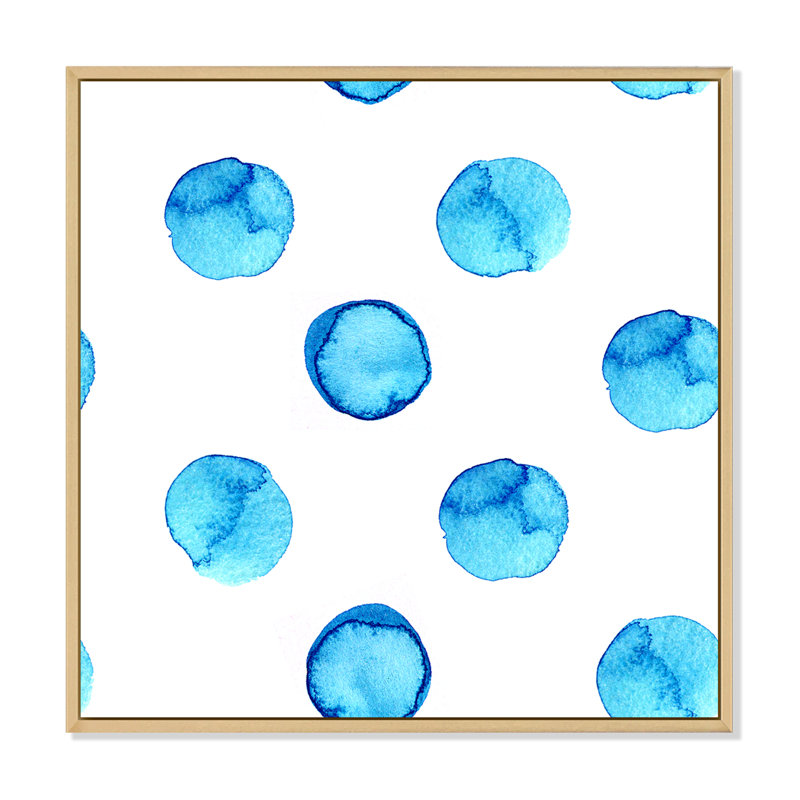 Pois bleu clair - peinture sur toile, Cadre flottant en érable, H 16 po x l 16 po x P 1 po