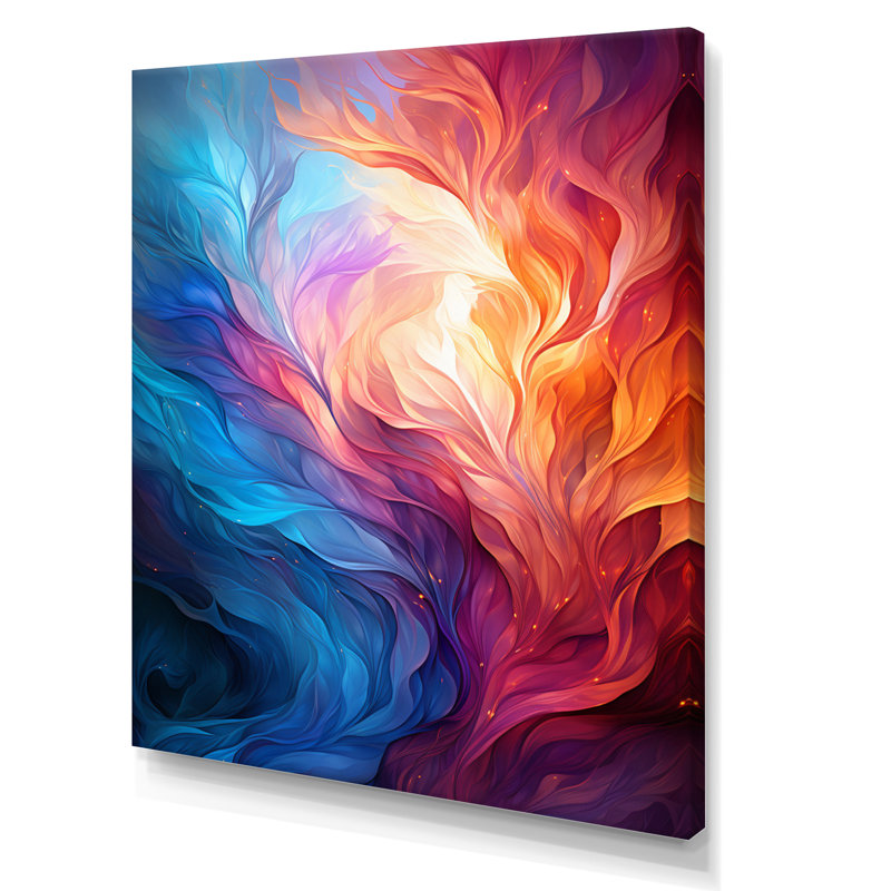 Symphonie infinie abstraite jaune orange sur toile, H 40 po x l 30 po x P 1,5 po, Toile tendue