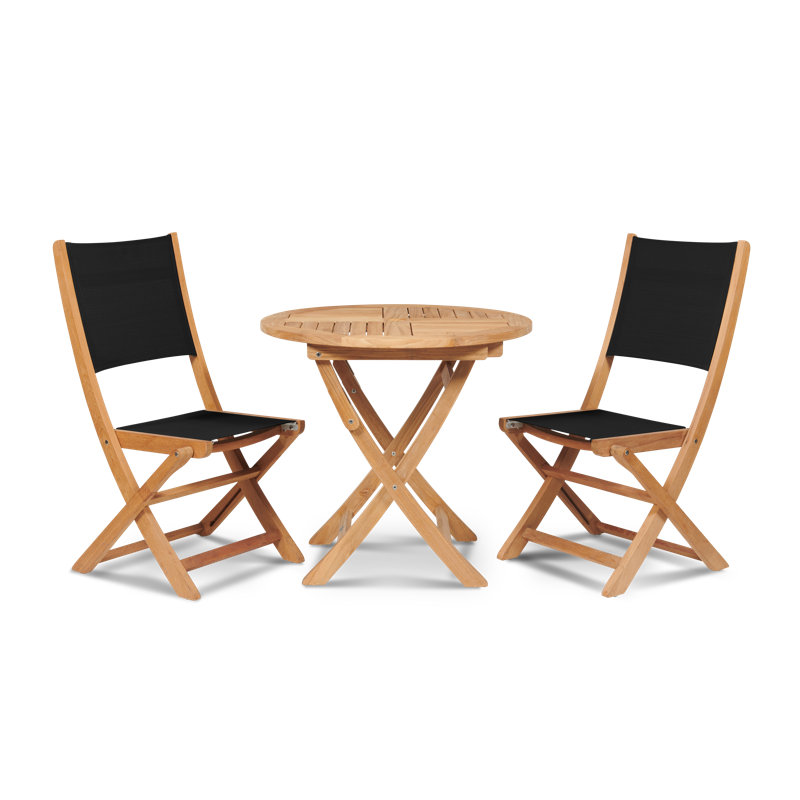 Stella Folding Teak Patio Dining Chair, Black