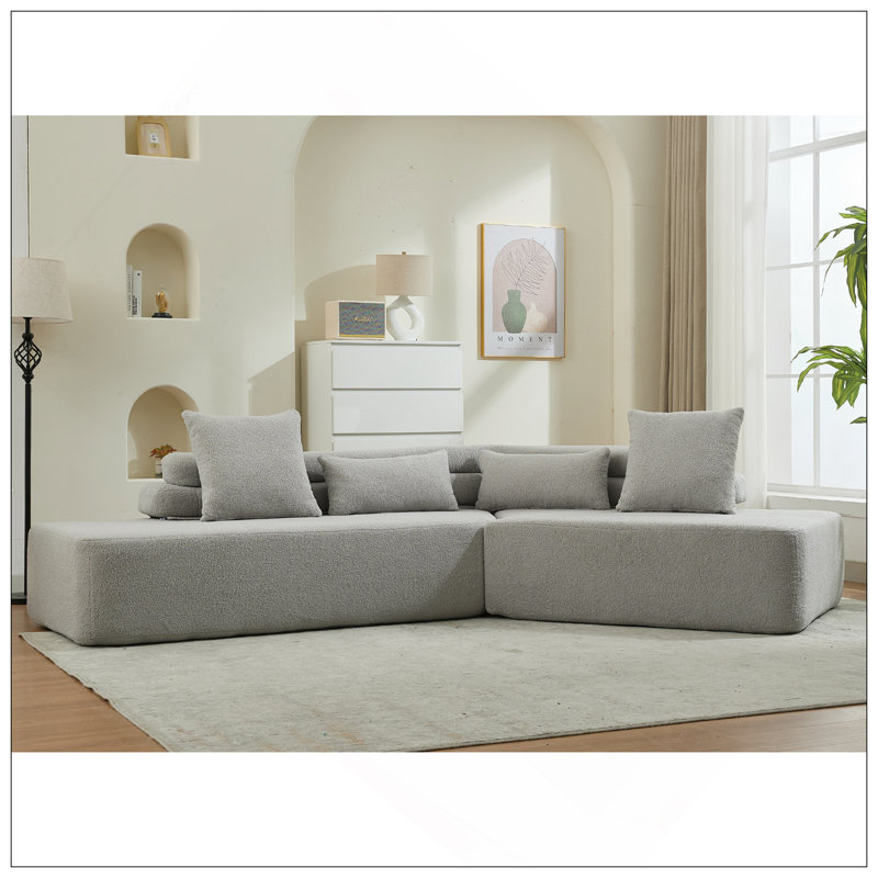 Canapé modulaire nuage minimaliste de 128 po, canapé moderne, 4 places, sans assemblage, canapé modulaire à deux places, tissu en peluche, tissu d'ameublement anti-froissement