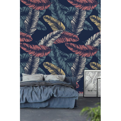 Papier peint amovible feuilles tropicales exotiques tropicales