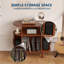 Meuble de rangement en vinyle pour vinyle, meuble pour tourne-disque rond en bois avec station de charge et tablettes ouvertes pour le salon de la chambre à coucher de style Mid-Century