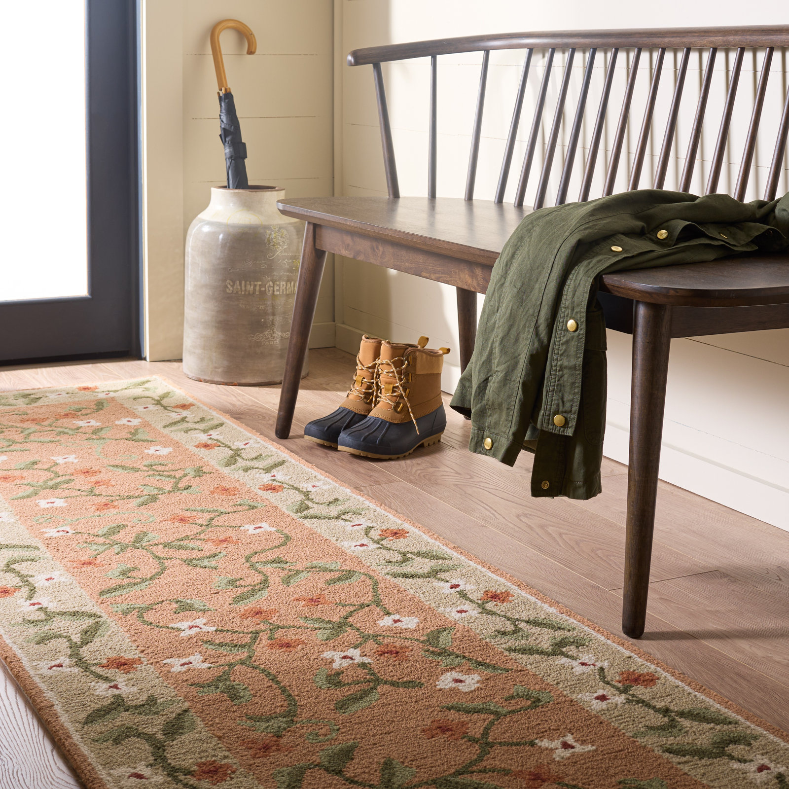 Hand-Tufted Wool Floral Outdoor Rug, Runner 2'3" x 8'