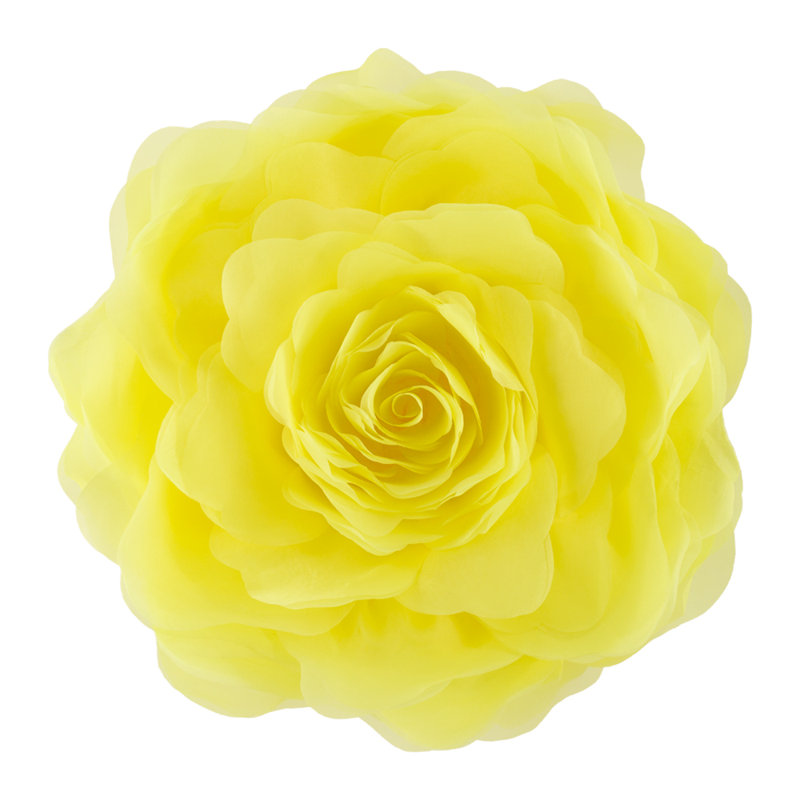 Simulation Rose Flower Throw Pillow Decorative Round Floral Accent Pillow Cover & Insert, 12" x 12", Yellow