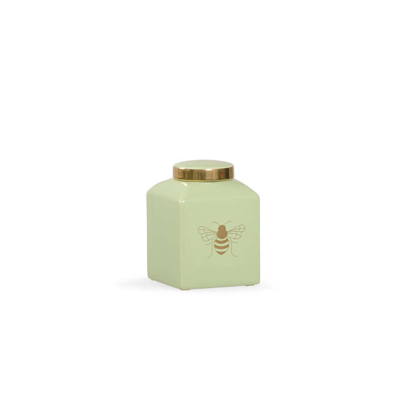 «Bee Graces Jar» par Shayla Copas, H 9,5 po x l 7 po x P 7 po, Vert clair / or