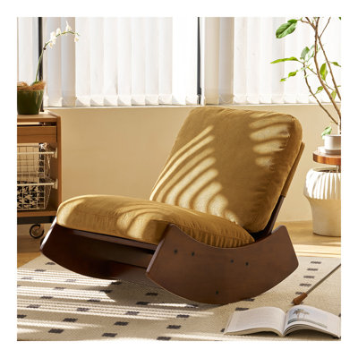 Chaise berçante confortable, fauteuil oscillant rembourré de haute qualité, structure en bois massif, chaise de lecture d'appoint parfaite pour les environnements multiples pour la chambre à coucher, le salon et la chambre de bébé