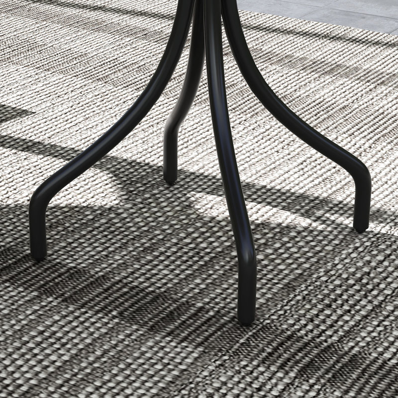 Table d'appoint ronde 26 "avec structure en acier stable et surface à lattes pour les espaces extérieurs dans le jardin, le porche, le balcon, les espaces de café gris comme la cour arrière