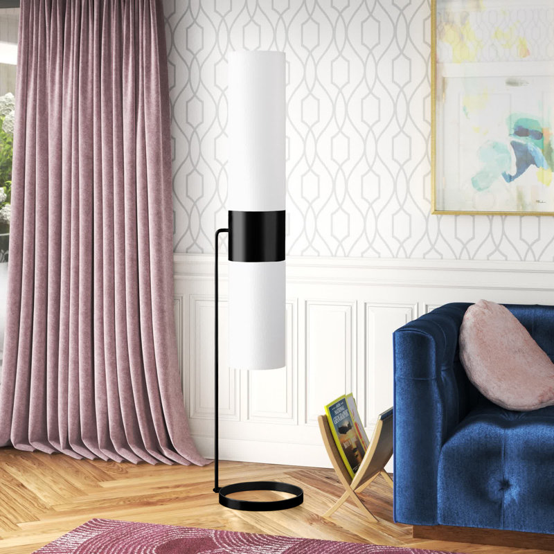Lampe sur pied colonne 55 po Lipari, Noir mat