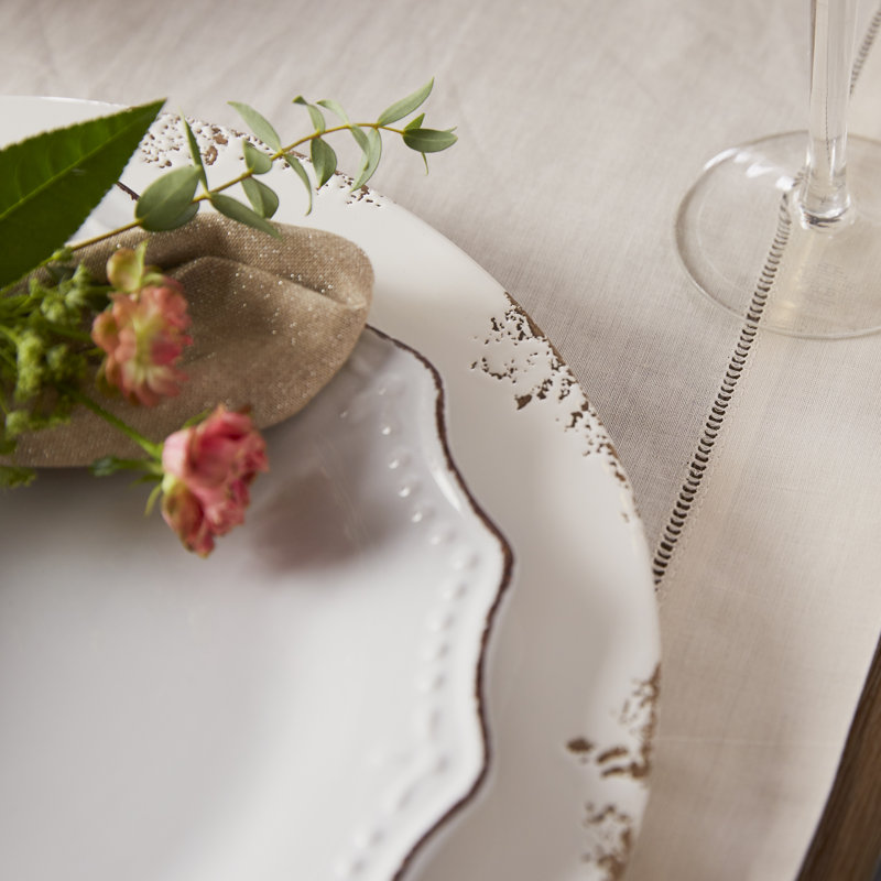 Gelder Hemstitched Table Runner, Ecru, 72" L x 16" W