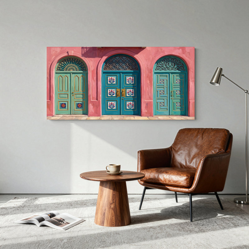 Ensemble de 1 tableau sur toile représentant des portes marocaines, 32“W x 16”H, Wrapped Canvas