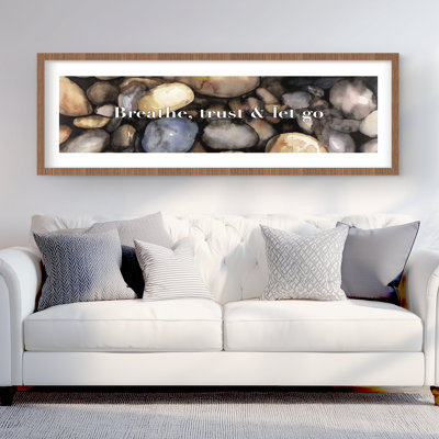 «Breathe Trust Let Go - Motivational Bathroom», reproduction d'art mural