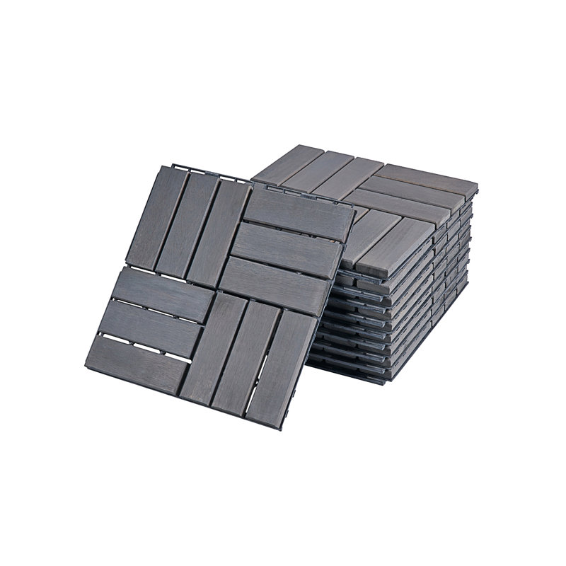 30 PCS Interlocking Deck Tiles Checker Pattern, Light Gray, 30