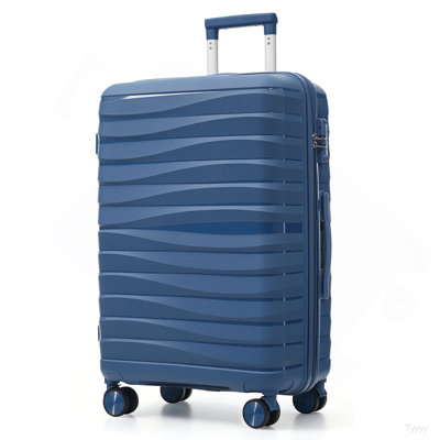 Premium PP Travel Luggage Set , 3-Piece TSA Lock Suitcase Ensemble With 20, 24, And 28 Inch Sizes With 360° Spinner Wheels, Blue