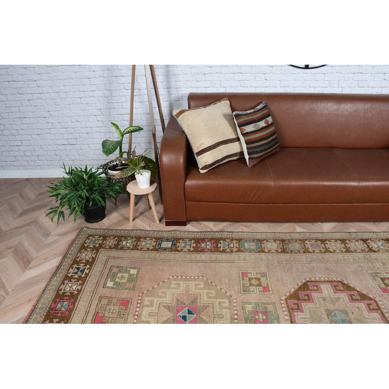 Grand tapis turc anatolien vintage en laine brune pour un décor de salon et rétro