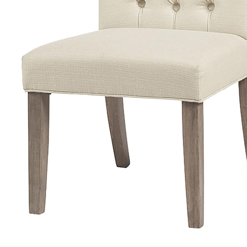 Chaise d'appoint en lin capitonnée beige Nansy