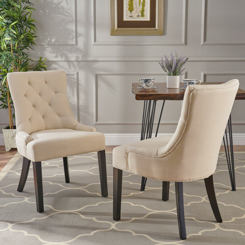 Chaise de salle à manger - Kd Mp2, ensemble de 2, rembourrage en mousse rembourré et pieds fuselés requis, Beige