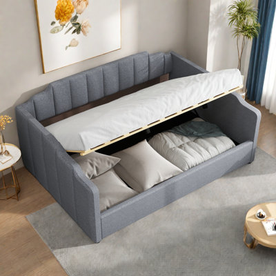 Modern Upholstered Daybed With Underneath Storage Sapce And Vertical Striped Design by Latitude Run