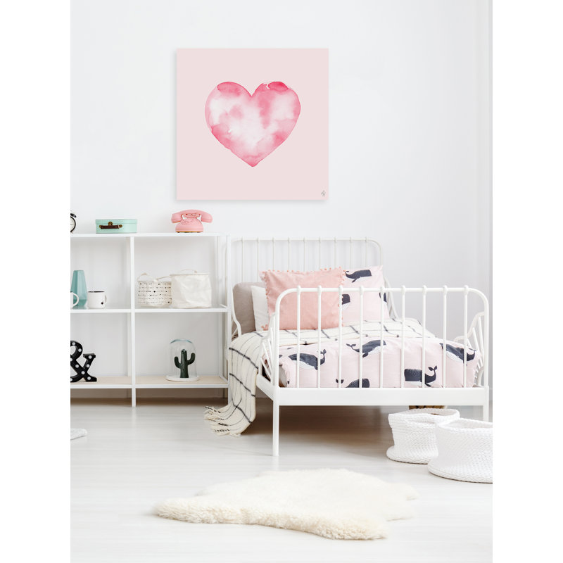 Margarida Blurry Heart Print on Wrapped Canvas, 48" H x 48" W