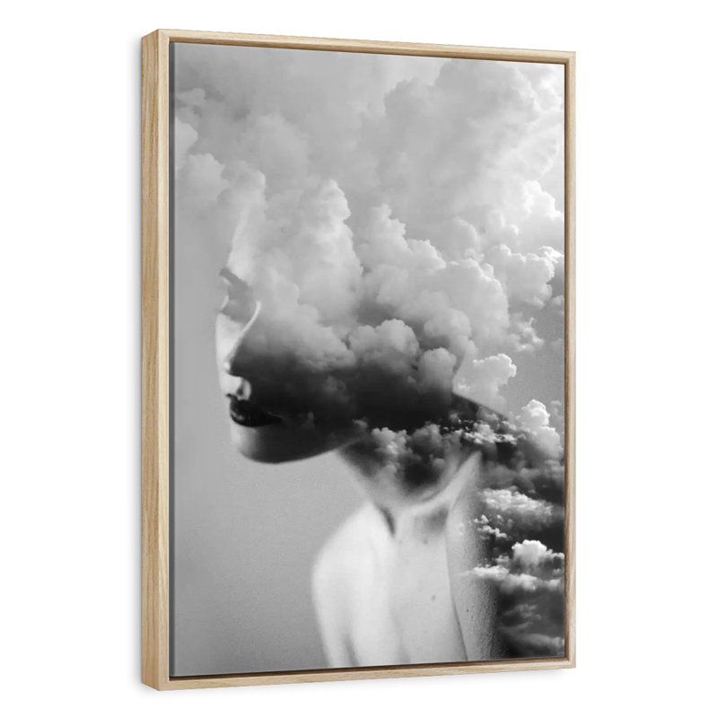 Cloudy Mind, 27" x 40", Floating Frame Natural Wood