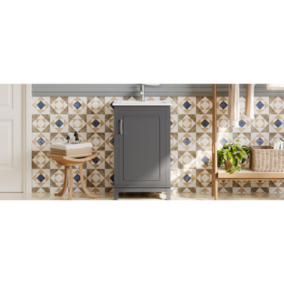 Modern Bathroom Vanity With Ceramic Sink - Transitional Style & Durability 20" Basin, Materials,