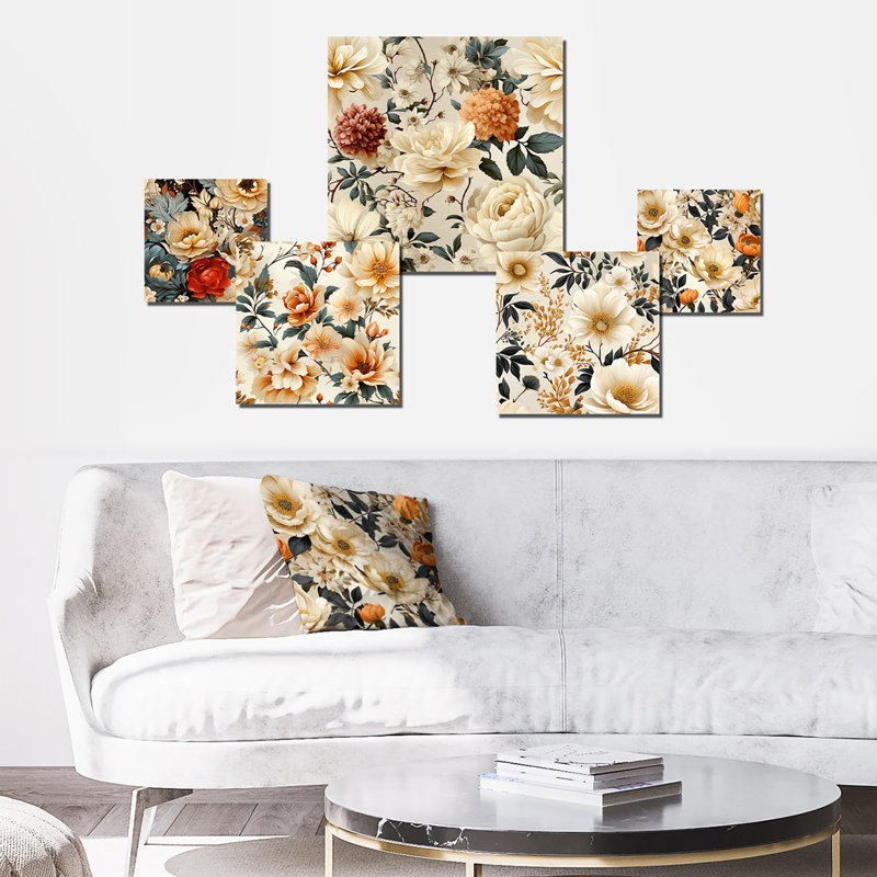 Sainz - Ensemble d'art mural floral de 5