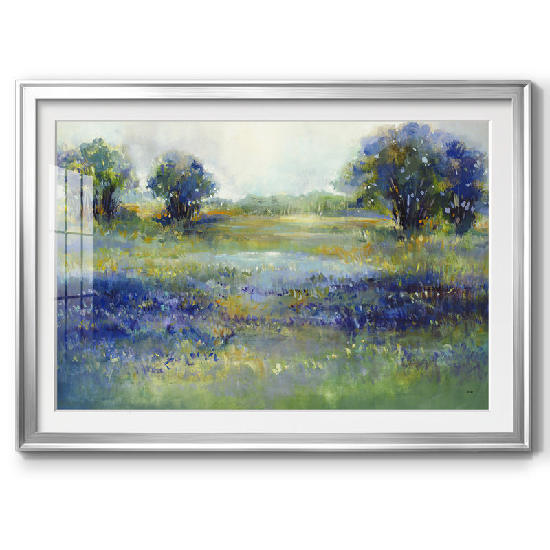 Vue de fleurs sauvages encadrées avec cadre biseauté et verre, Argent, H 27 po x l 39 po x P 1,5 po