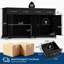 Buffet 63 po à 4 tiroirs, console de bar avec poignées dorées, crédence de rangement style campagne, noir-1594343585