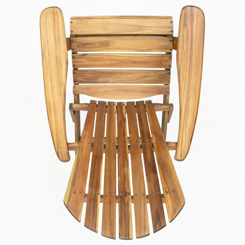 Folding Adirondack Chair Outdoor Wooden Accent Furniture Fire Pit Lounge Chairs,Foldable Design For Patio  Garden Relaxation With Slatted Back  Wide Armrests
