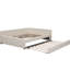 Lit plateforme tapissier pleine grandeur beige avec lit gigogne et bois, sans sommier pour une chambre à coucher romantique Cadre élégant et simple en bois, magnifique-1516123649