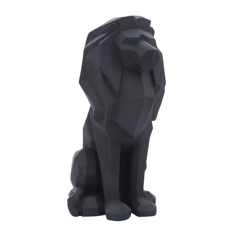 Juzefa Geometric Polyresin Lion Figurine - Modern Decorative Sculpture with Sleek Contemporary Design, Stylish Accent Statue for Display
