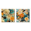 «Blue and Beige Chrysanthemums Mandala Boho», ensemble d'art mural sur toile à motif floral-102580594-102580599