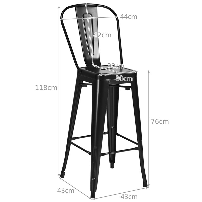 Antes Bar Stool with Steel Frame, Black