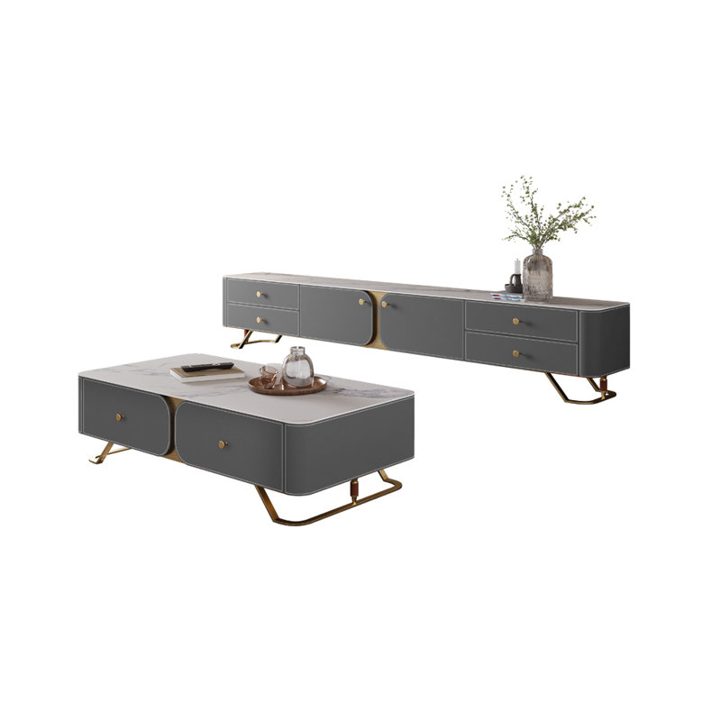 Meuble télé et table basse de style moderne, Gris