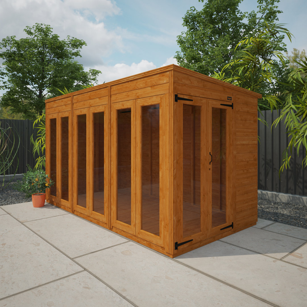 TigerFlex® Modular Buildings 12 ft. W x 6 ft. D Shiplap Pent Full Pane Summerhouse
