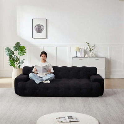 87.4-Inch Cloud Series Minimalist Three-Seater Sofa With Button-Tufted Design And Plush Upholstery For Ultimate Comfort.