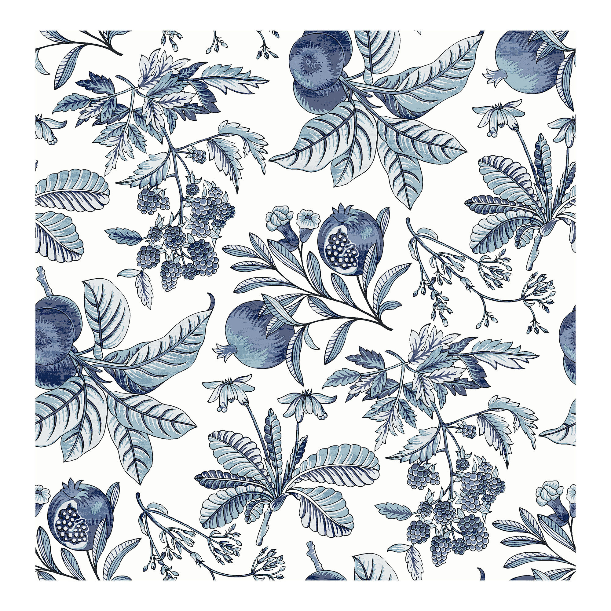 Lucier Fruit Wallpaper, Blue