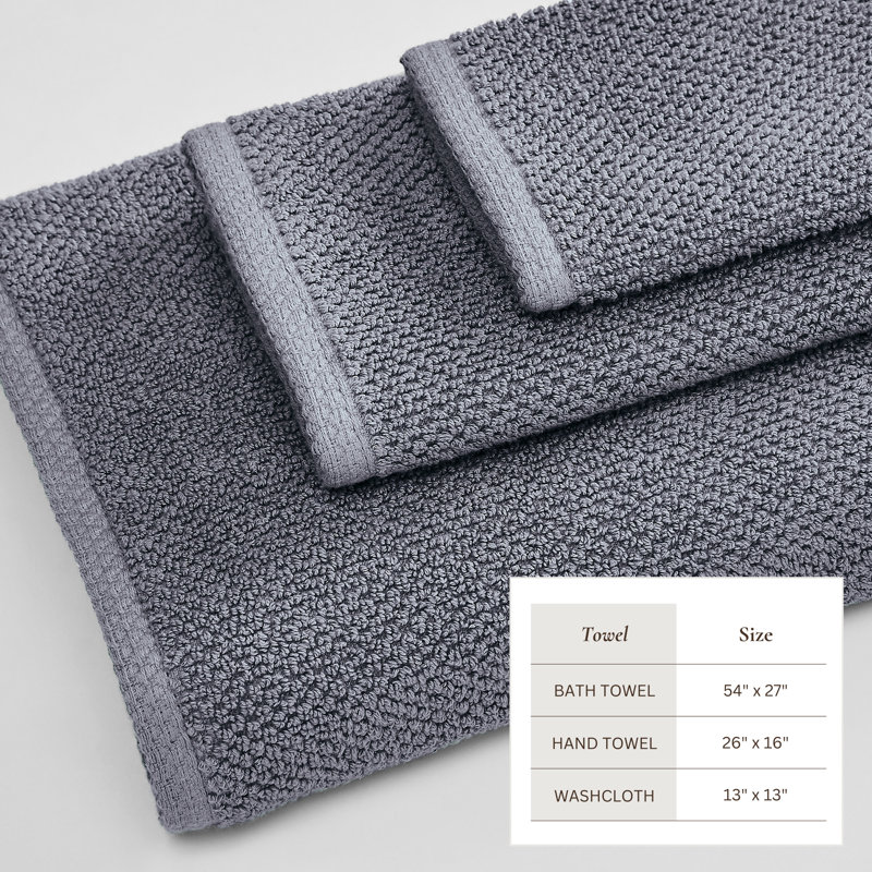 100% Cotton Textured Bath Sheet, Chambray Blue, 6 Piece Set