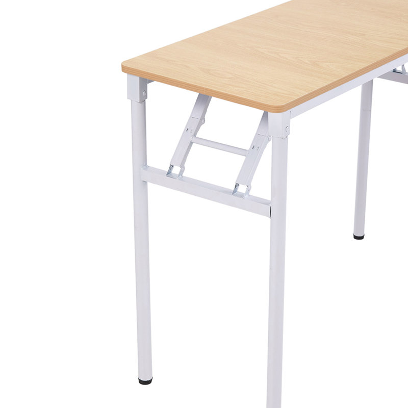 Folding Metal Frame Office Desk, Nature Wood/White, 75cm H x 100cm W x 40cm D