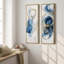 Cercle bleu et or abstrait – Ensemble de 2 impressions murales encadrées sur toile 60 po x 20 po x 2-134739307-134739303