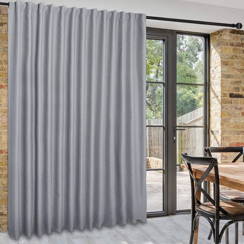 1 Panel Patio Sliding Door Curtains - Extra Wide Curtains for Glass Door, Privacy Room Divider Blackout Thermal Curtain Panel with Back Tab & Rod Pocket for Bedroom Partition