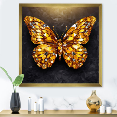 «Black and Gold Diamonds Butterly I» sur toile