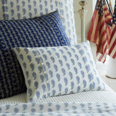 Indigo Paisley 100% Cotton Lumbar Pillow Cover