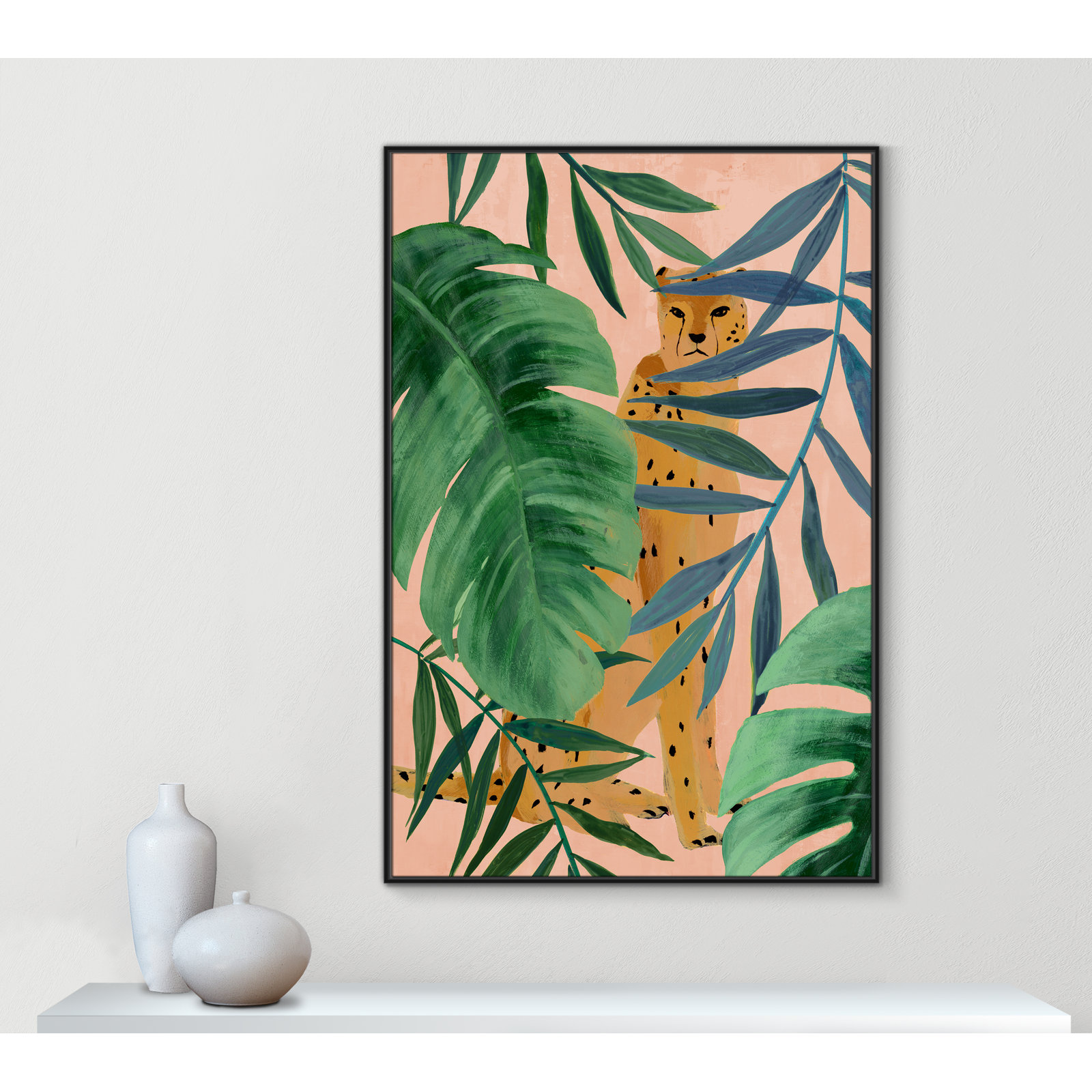 Silent Jungle - Painting Print, Black Framed Canvas, 61.5" H x 41.5" W x 2" D