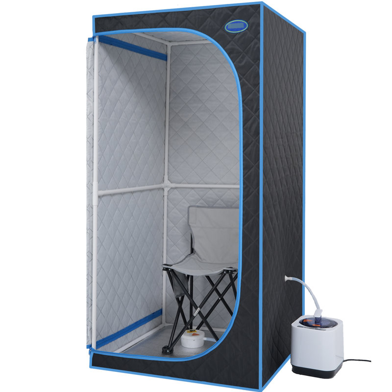 Portable Black Steam Tent - Full Size For Home Spa Use. With Generator, Remote, Foldable Chair. Hassle- Installation, Speedy Heating. & Ul Verified. Superior Insulation, Waterproof Cloth. 360 Sprays.