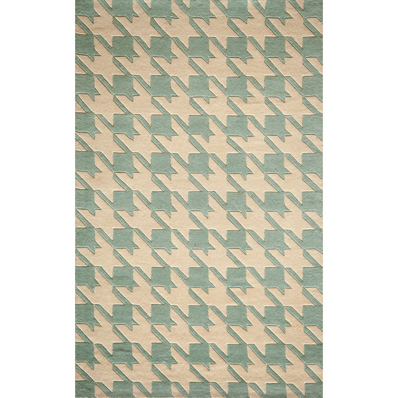 Tapis bleu clair en laine touffeté à la main Wehmeyer, Rectangle 3 pi 6 po x 5 pi 6 po