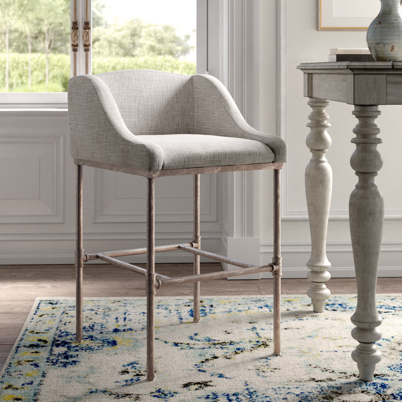 Tabouret de bar ou de comptoir en métal Halltown, Gris, Tabouret de comptoir (assise de 26 po de hauteur)