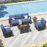 Outdoor Patio Aluminum 4-Piece Conversation Set Swivel&Glider Armchair With LP Fire Pit Table