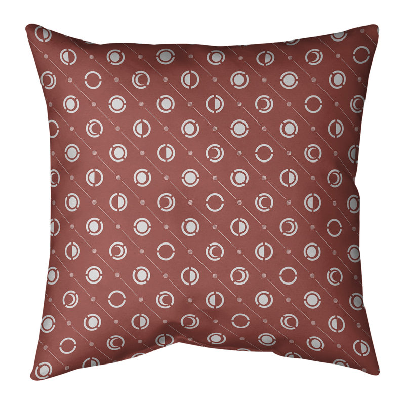 Motif de phases de lune classiques Coussin décoratif, H 16 po x l 16 po, Bourre en polyester, Rouge pâle